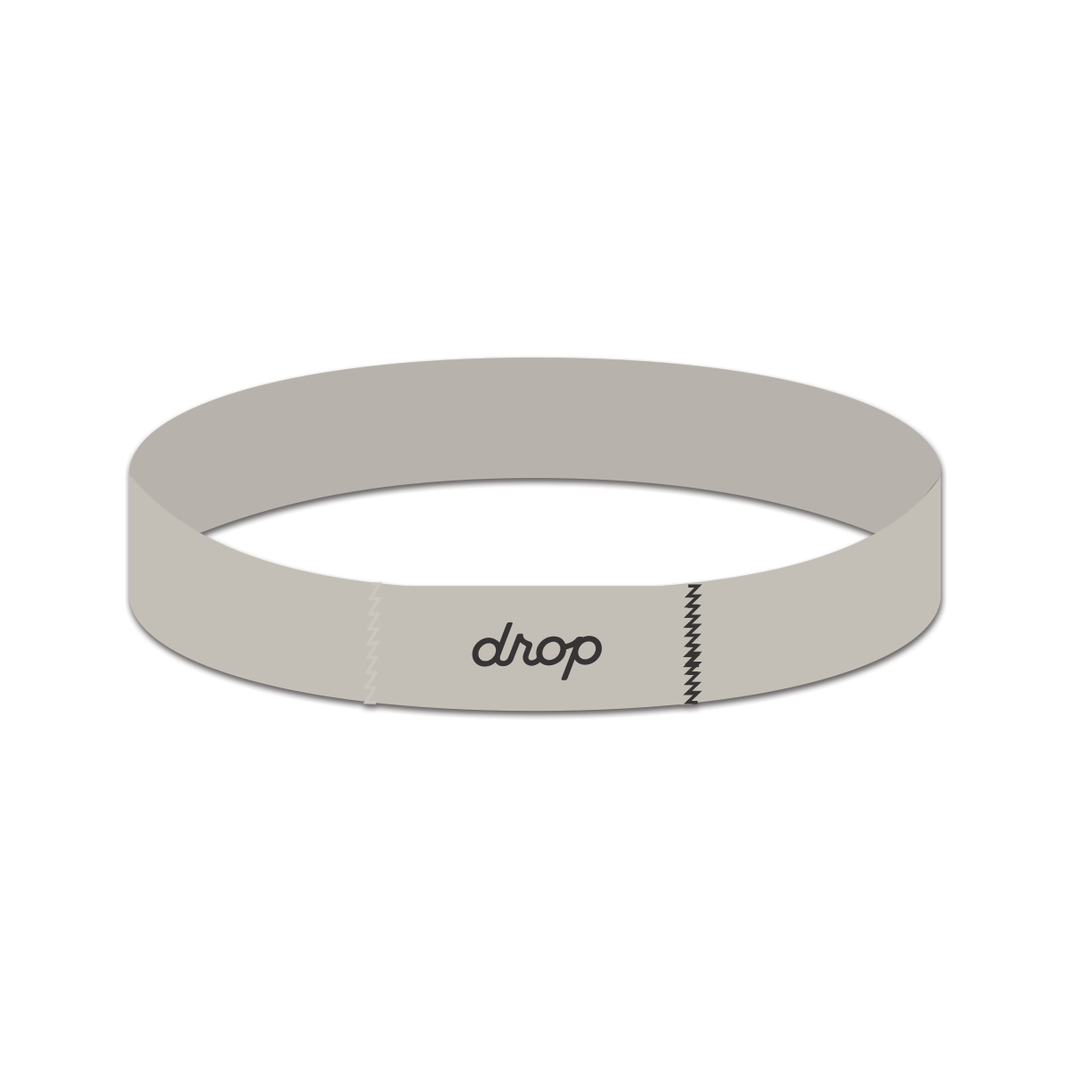 Silver bracelet with 'drop' branding on a white background