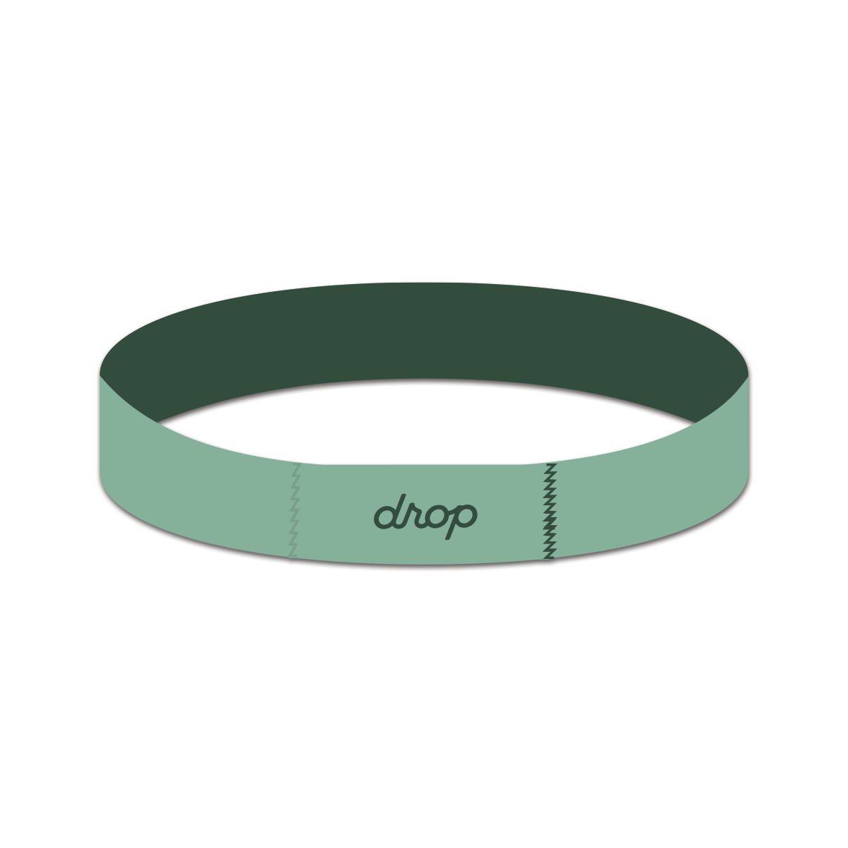 Green and teal band with 'drop' branding on a white background